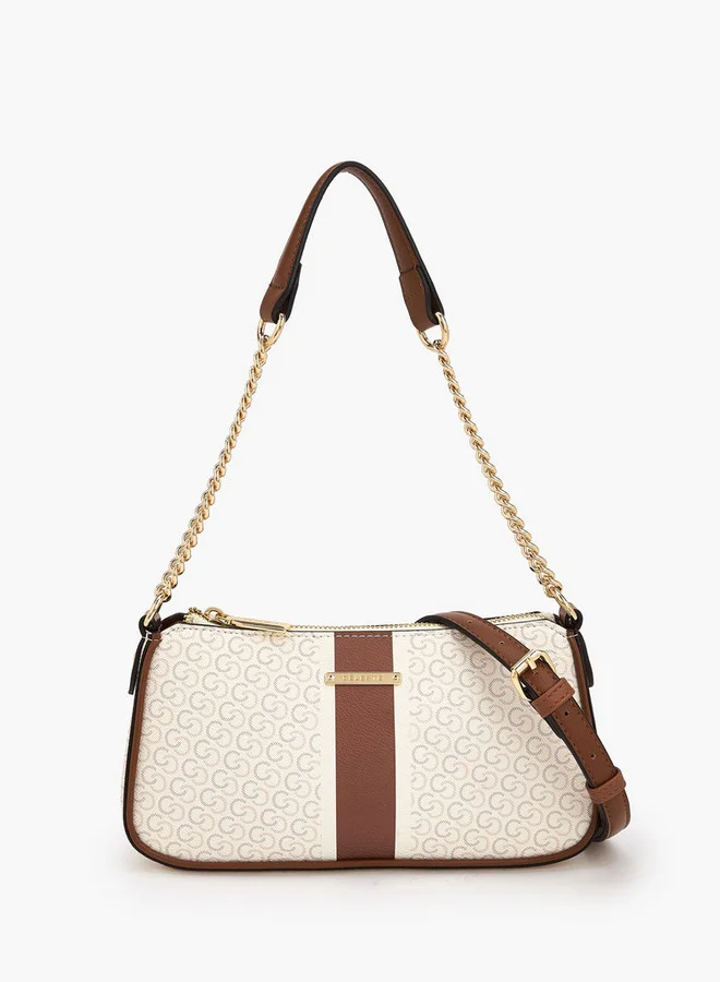 سيليست Monogram Print Shoulder Bag With Zip Closure